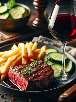 Histamingeprüfter Schwarzriesling passt gut zum Steak Histamingeprüfter Schwarzriesling passt gut zum Steak